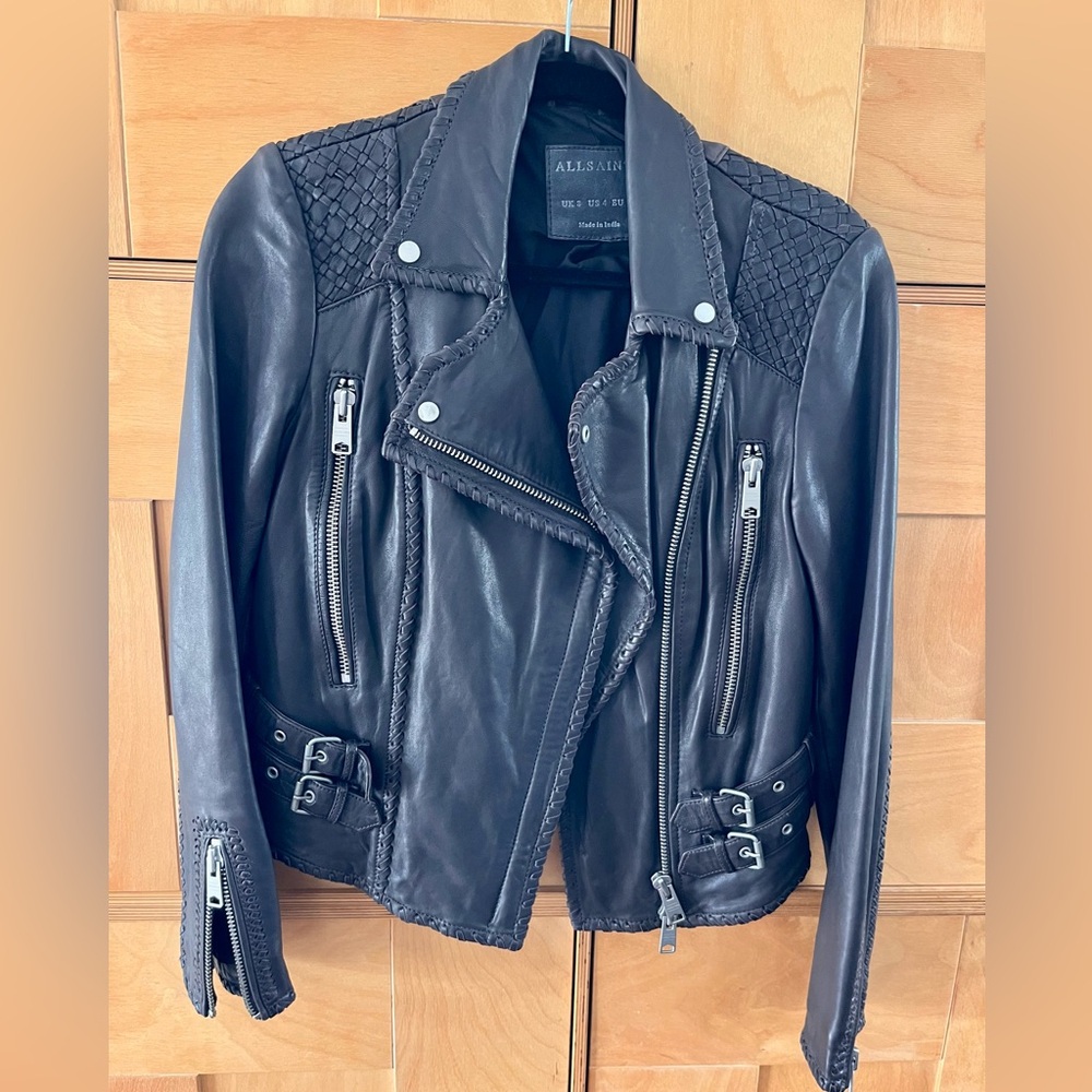 All saints leather biker jacket